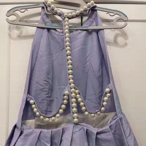 Pearl Neck Backless Halter Sexy Dress